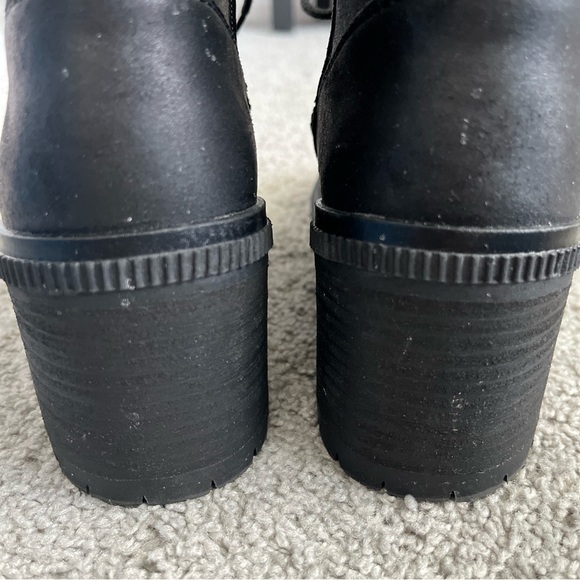 CROWN VINTAGE BLACK SUEDE LACE UP SIDE ZIP ANKLE BOOTS SIZE 7.5 - Picture 4 of 8